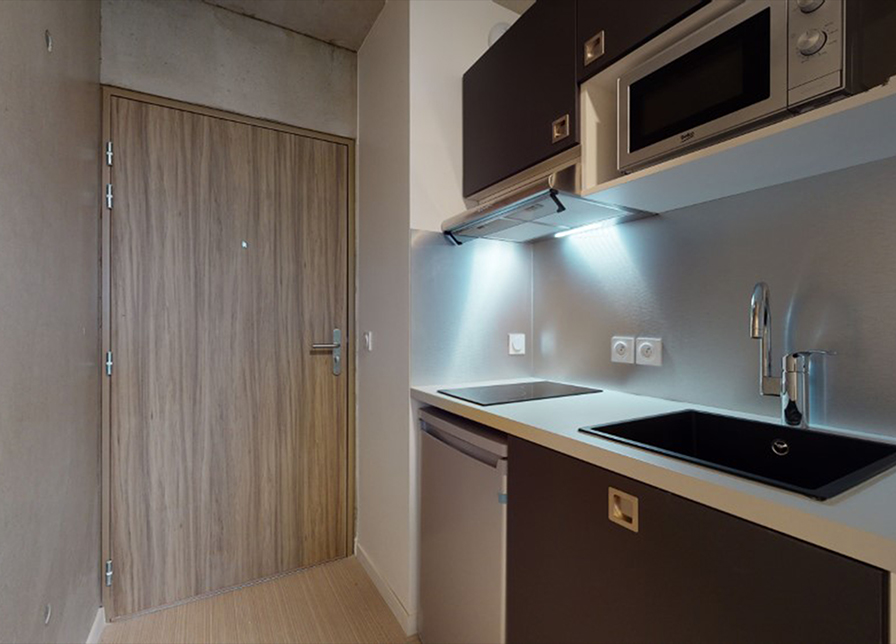 View of the kitchen in student accommodation